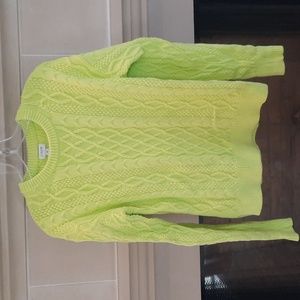 J crew lime green cotton cable knit sweater